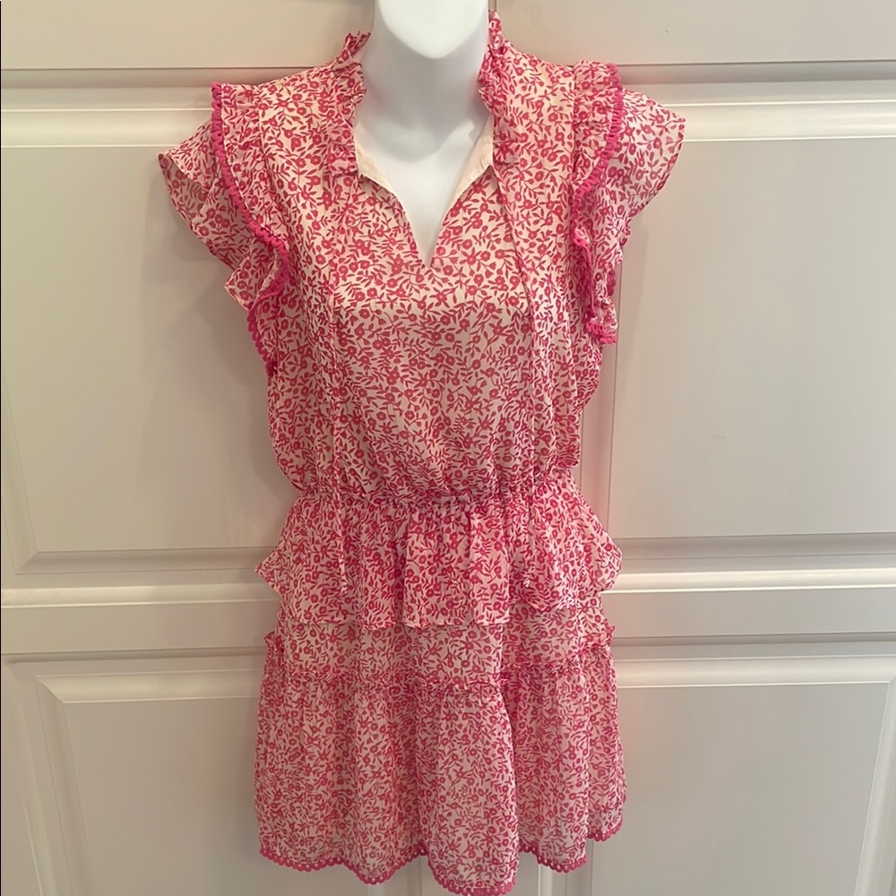 Joy Joy Pink Floral Ruffle Dress sz xs